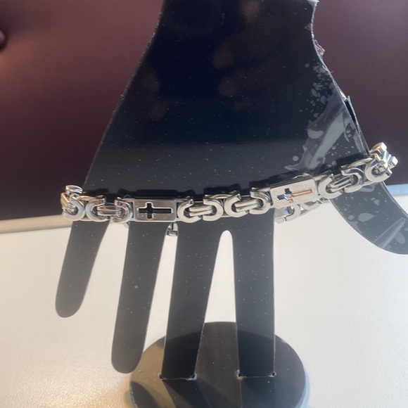 Men’s Stainless Steel Hollow Long Chunky Fashion Cross Necklace and Bracelet. - Picture 5 of 7